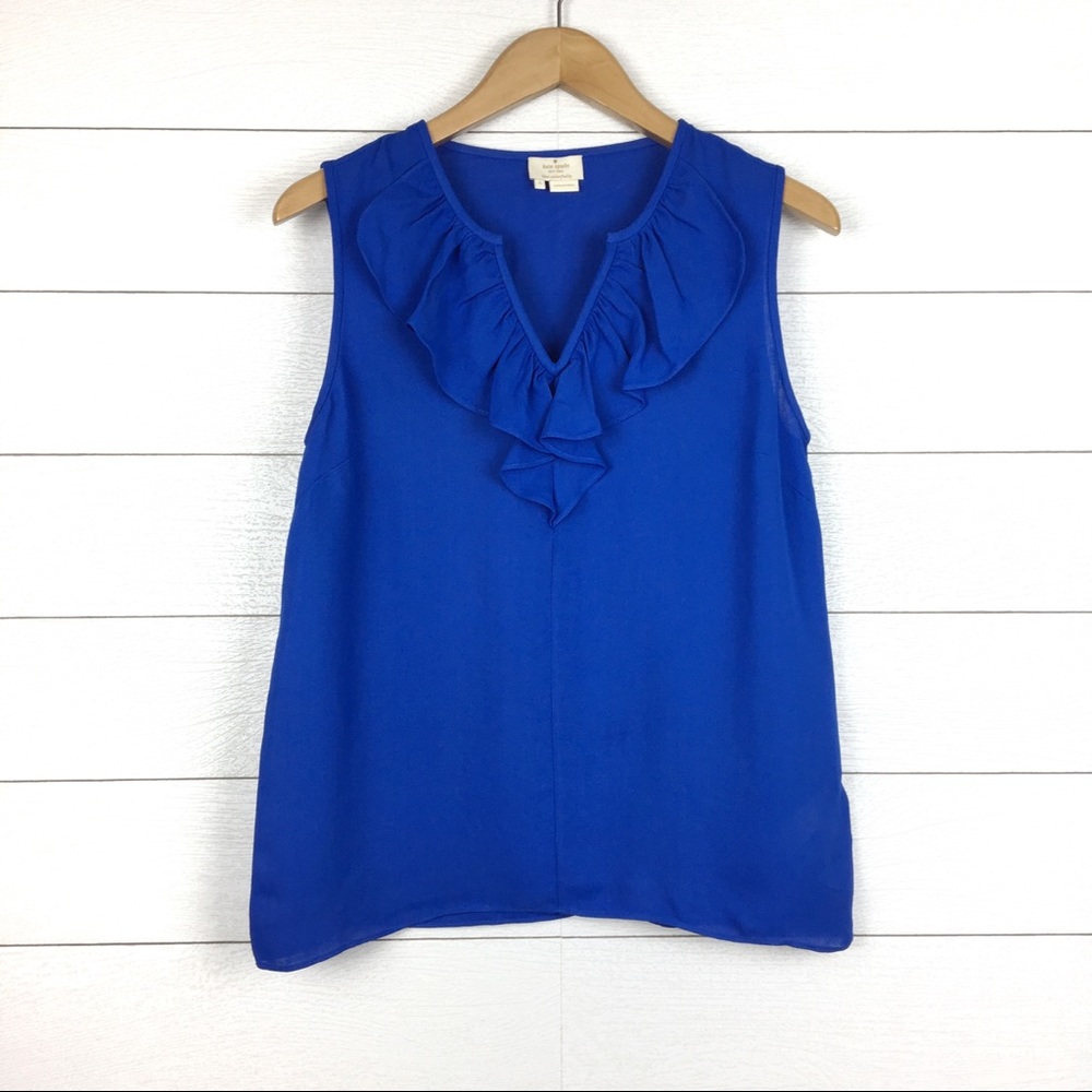 Kate Spade Blue Ruffle Sleeveless Blouse